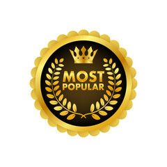 Poster - Most popular badge, ribbon isolated on white background, sticker, label. Vector illustration.