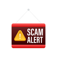 Leinwandbilder - Scam alert. Hacker attack and web security vector concept, phishing scam. Network and internet security. Vector illustration.