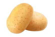 Two Raw Washed Potatoes Cut Out