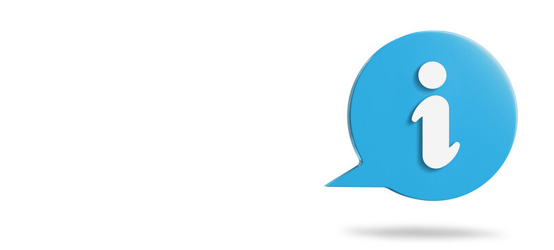 Information sign with speech bubble on panoramic white background