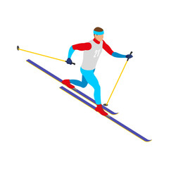 Poster - Isometric Skier Illustration