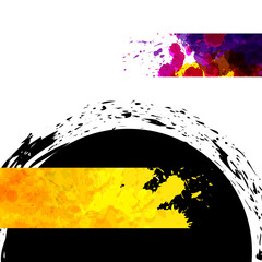 Wall Mural - Grunge bright banners on black round banner background