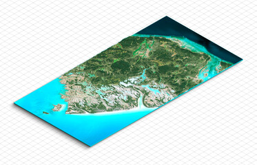 3d model of the bahamas island. isometric map virtual terrain 3d for infographic