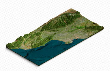 3d model of california usa. isometric map virtual terrain 3d for infographic