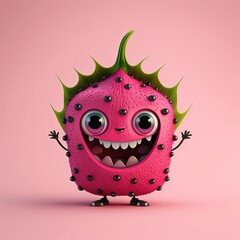 Wall Mural - Cute Cartoon Dragonfruit Character (Generative AI)