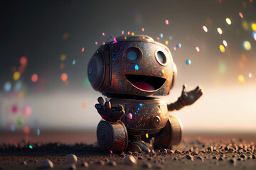 A Happy Little Robot: A Futuristic Cute Render of a Smiling Cyborg Android