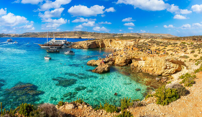 Wall Mural - landscape with blue lagoon at comino island, malta