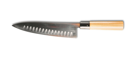 Traditional Japanese gyuto chief knife isolated on white