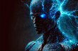 Portrait of fictional cyborg man, AI or artificial intelligence concept, generative AI