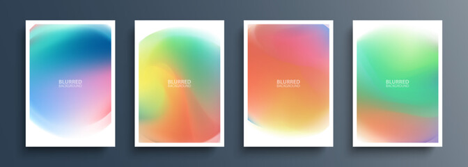 Poster - Set of blurred backgrounds with soft color gradients. Abstract graphic templates collection for brochures, posters, covers and flyers. Vector illustration.