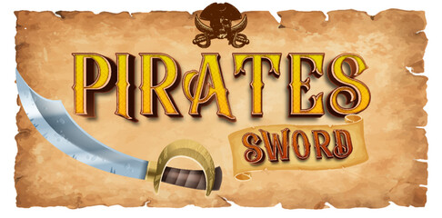Leinwandbilder - Pirate Sword. Serif font. Vintage handmade typeface. Original hand made font and logotype. Retro and vintage hadmade logo and font. Print on clothes, sticker. 