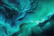 Abstract Watercolor Teal And Green Background. Generative AI.