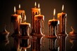 Melting wax candles, magical candles on the table, liquid paraffin, wax candle sticks, generative ai