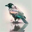 Pastel double exposure hooded crow generative ai