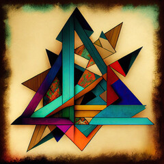 Wall Mural - abstract cubist background - By Generative AI	