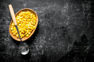 Wall Mural - Canned corn on a plate.