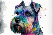 Generative AI From A Watercolor Of A Schnauzer Dog