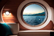 Luxuriöse Yacht mit Bullaugen-Fenster - ein unvergessliches Segelerlebnis auf dem Meer - Generative Ai