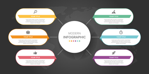 Poster - Creative concept for infographic element vector 6 options, steps, list, process. Abstract elements of graph, diagram with steps, options, parts or processes, timeline infographics, workflow or chart.