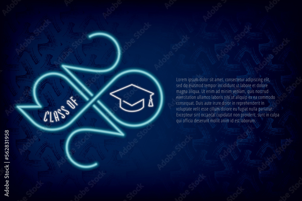 Class of 2023 Numerals Neon Sign Style Logo with Numbers Making Mobius ...