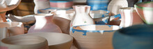 Clay Vessels. Pottery Product. Background