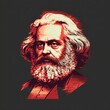Portrait of Karl Marx - a German philosopher, economist, historian, sociologist, political theorist, journalist and socialist revolutionary. Image generated with generative AI