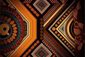 Wall Mural - Patterned background with colorful African style patterns, background. AI digital illustration