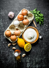 Poster - Mayonnaise with greens and eggs.