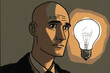 © Simon - Business Idea Illustration. A Businessman with a lightbulb over his head. Generative AI