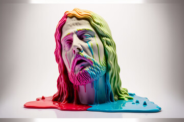 Wall Mural - jesus christ made of melting dripping plastic, generative AI