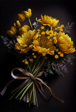 Bouquet Of Yellow Chrysanthemums  Generative AI Illustrations.