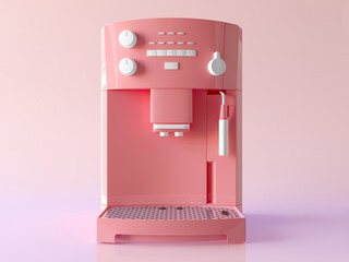 coffee machine minimal style illustration isolated on pastel pink background, cartoon style. 3d rend