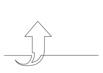 Poster - continuous line drawing vector illustration with fully editable stroke of one arrow growing up