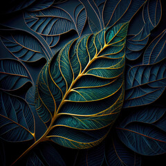 Wall Mural - background with leaves - By Generative AI
