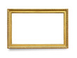 Golden picture frame. Landscape format, horizontal; rectangle shape. Luxury  and retro style