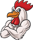 Fototapeta Kosmos - Cartoon strong chicken mascot character