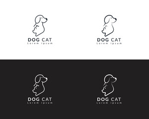 Dog and cat home logo design template, pet love logo design suitable for pet shop, store, cafe, business, hotel, veterinary clinic, Domestic animal vector illustration logotype, sign or symbol.