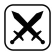© martialred - Weapons shop sign or combat battle sign line art vector icon for games and websites