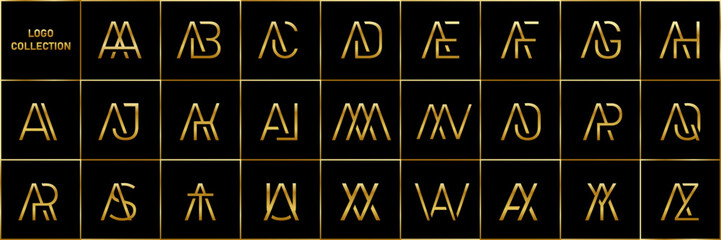 Aufkleber - Set of creative letter A combination logo vector design bundle inspiration. Logo can be used for icon, brand, identity, alphabet, abstract, line, luxury, collection, and business company