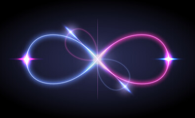infinity neon light background. vector illustration