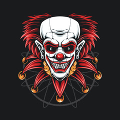 Wall Mural - red hair clown vector logo