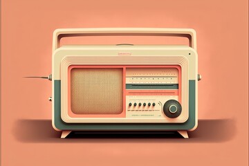 Wall Mural - Old radio, 80s and 90s, retro colors, background. Generative AI