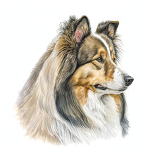 “Generative AI” Shetland Sheepdog Digital Illustration.