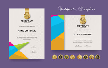 Wall Mural - Certificate of appreciation or Award diploma template design and vector golden Luxury premium badges