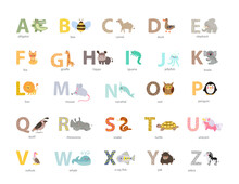 Vector Alphabet With Colorful Animals	
