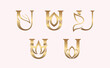 monogram set of letter U brand beauty logo