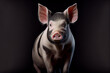 Portrait of a pig on a black background. generative ai