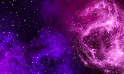 Wall Mural - Space background with realistic nebula and shining stars. Abstract scientific background with nebulae and stars in space. Nebula night starry sky in rainbow colors. Multicolor outer space.	