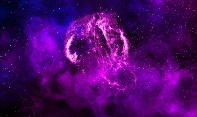 Wall Mural - Space background with realistic nebula and shining stars. Abstract scientific background with nebulae and stars in space. Nebula night starry sky in rainbow colors. Multicolor outer space.	