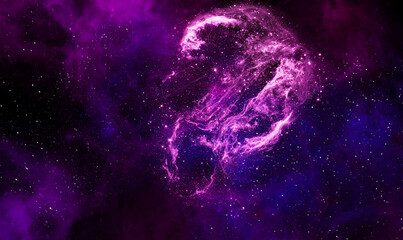 Wall Mural - Space background with realistic nebula and shining stars. Abstract scientific background with nebulae and stars in space. Nebula night starry sky in rainbow colors. Multicolor outer space.	